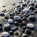 Close up view emphasizes the texture of the sand and the wetness from the Royalty Free Stock Photo