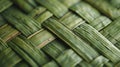 Detailed View of Green Woven Bamboo Mat Texture for Natural Decorative Design Elements