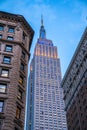 Close up view of the Empire state building in the evening Royalty Free Stock Photo