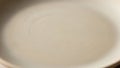 A close up view of an empty round beige plate with a smooth matte texture Royalty Free Stock Photo