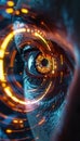 Futuristic Iris Recognition Technology with Glowing Biometric Data Interface Royalty Free Stock Photo