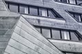 Close-up view of the facade of the main building of the Leuphana University, architect Daniel Libeskind