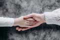 Close up view of family holding hands, loving caring mother supporting child. Helping hand and hope concept Royalty Free Stock Photo