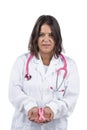 Female doctor holding pink breast cancer ribbon Royalty Free Stock Photo