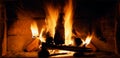 Close-up view of firewood burning in the flames of the fire Royalty Free Stock Photo