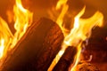 Close-up view of the firewood and coal burning in the flames Royalty Free Stock Photo