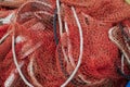 Close up view of fishing net marine background