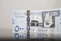 Close-up view of five hundred Saudi Riyal