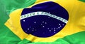Close up view of the flag of Brazil waving in the wind