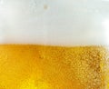 Close up view of floating bubbles in light beer texture Royalty Free Stock Photo