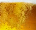 Close up view of floating bubbles in light beer texture Royalty Free Stock Photo