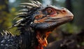 Close Up of Large Lizard With Spikes on Head