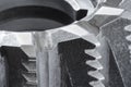 Close up view of a fragment of steel milling cutter