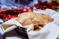 Close up view of fresh crusty bread in a basket Royalty Free Stock Photo