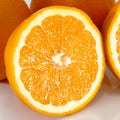 Close-up view of fresh cut orange, orange slice.