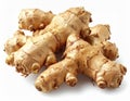 Close Up View of Fresh Ginger Roots on a White Background for Culinary or Health Applications Royalty Free Stock Photo