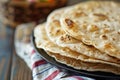 Close-up view of fresh homemade roti flat bread