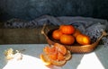 Fresh Mandarins in the basket On Table Royalty Free Stock Photo