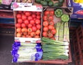 Close up view of fresh vegetables on shop front UK Royalty Free Stock Photo