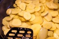 Close up view on fried potatoes during cooking Royalty Free Stock Photo