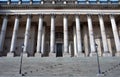 Close up view of the front entrance and steps of Leeds City hall in west yorkshire Royalty Free Stock Photo