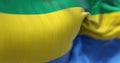Close-up view of the Gabon national flag waving in the wind