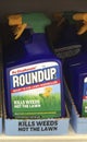 Garden weedkiller bottles on major supermarket shelf