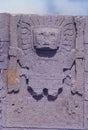 Close up view of Gate of Sun, in Kalasasaya temple, Tiwanaku, Bolivia. geoglyph of Viracocha Royalty Free Stock Photo