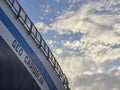 Close Up View of the Geo Caribbean Ships name painted onto the Hull of the Vessel.