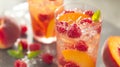 Close Up of Glass of Iced Tea With Raspberries