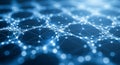 Close up of a glowing blue abstract network of interconnected nodes and lines creating a sense of digital connection Royalty Free Stock Photo