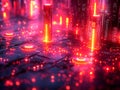 Close-up view of a glowing circuit board with intricate LED patterns No specific device context given, but emphasizes Royalty Free Stock Photo