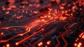 Glowing Red Circuit Board Abstract Background for High Tech Innovation Royalty Free Stock Photo