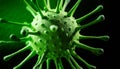 Close-up view of a glowing green virus molecule Royalty Free Stock Photo