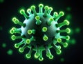 Close-up view of a glowing green virus molecule Royalty Free Stock Photo