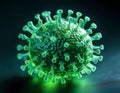 Close-up view of a glowing green virus molecule Royalty Free Stock Photo
