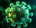 Close-up view of a glowing green virus molecule Royalty Free Stock Photo