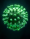 Close-up view of a glowing green virus molecule Royalty Free Stock Photo