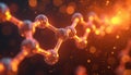 Close up view of glowing molecular structure with atomic bonds in motion. Abstract visualization of chemical elements. Energy Royalty Free Stock Photo