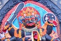 Close-Up View of Goddess at Kaal Bhairav Temple in Kathmandu Durbur Square