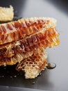 close-up view of golden and delicious fresh honey Royalty Free Stock Photo