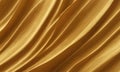 close-up view golden fabric with textured, wavy pattern, featuring rich, warm color and shiny, reflective Royalty Free Stock Photo
