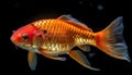 Close up view of golden koi fishes in clear water. AI generative Royalty Free Stock Photo