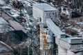 Close-up view of granary or bulk cement storage building Royalty Free Stock Photo