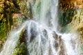 Close Up View of the Great Waterfall in Plitvice Lakes National Park, Croatia. Water Flows Over a Vertical Steep Drop