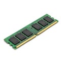A close-up view of a green memory module with eight black chips for computer storage Royalty Free Stock Photo
