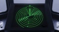 Green Radar Screen Displaying Concentric Circles and Target Data Royalty Free Stock Photo
