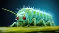 Close-up view of a green swallowtail caterpillar