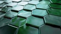 Close up view of a green and white tiled hexagonal pattern with a glossy and reflective finish Royalty Free Stock Photo