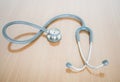 Close up view of grey stethoscope.